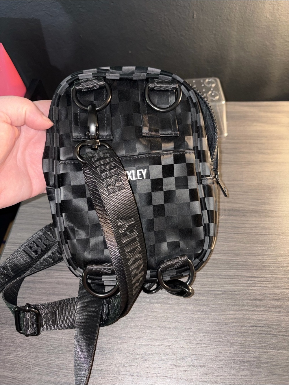 Brixley Shadow Checkered Crossbody Sling Bag Black - Picture 5 of 6